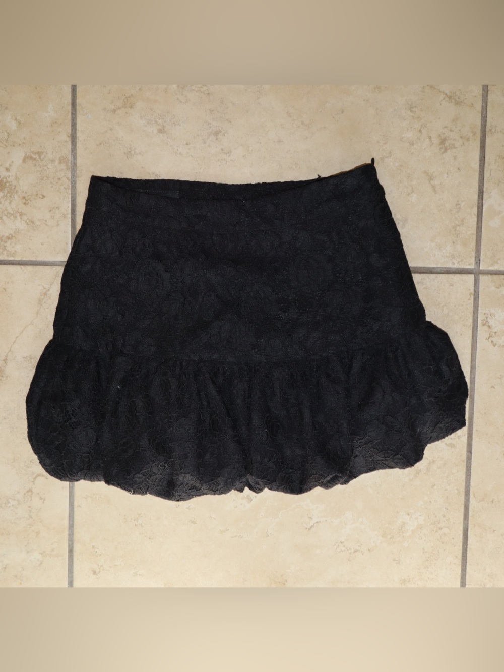 Zara Black Lace Tiered Mini Skirt